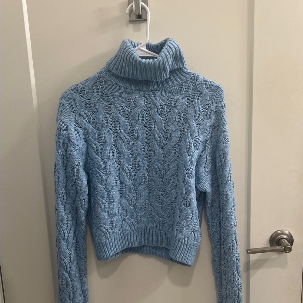 Jessica Simpson Powder Blue Cable Turtleneck Sweater